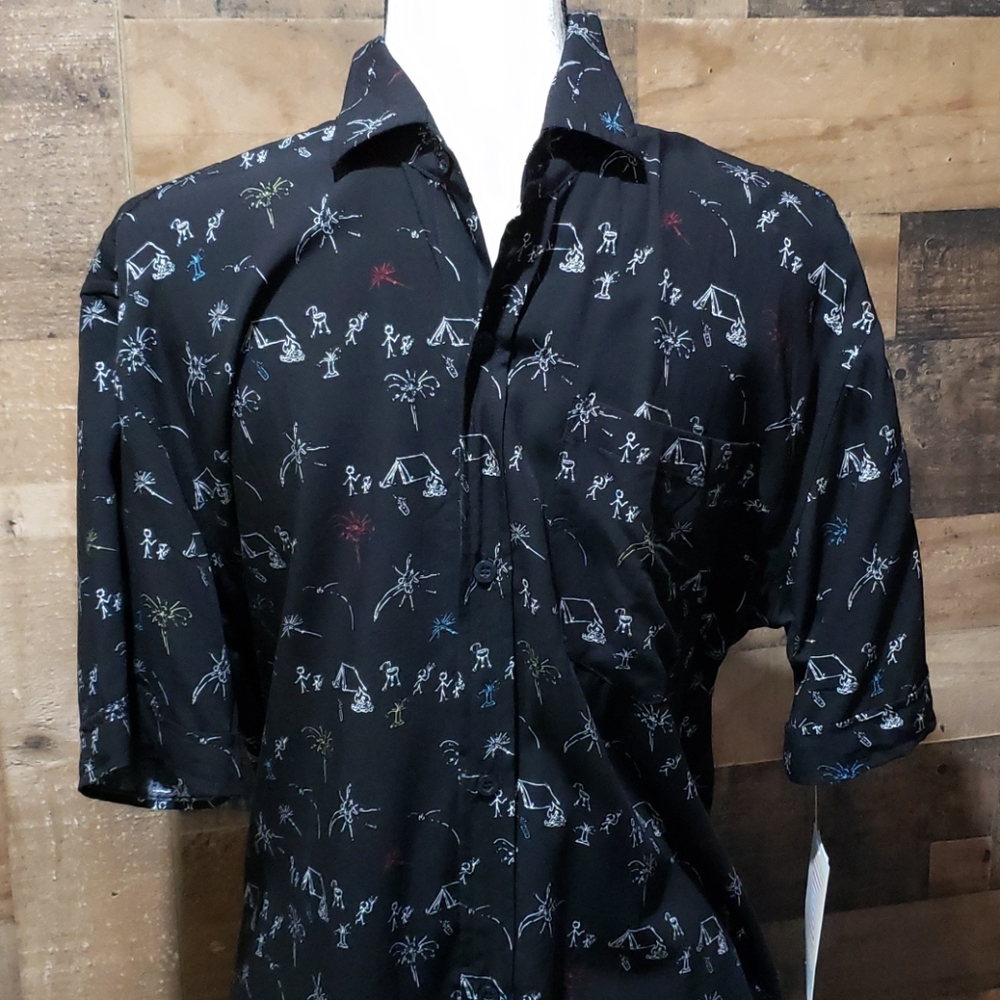 Button Up Men's shirt, Camping theme